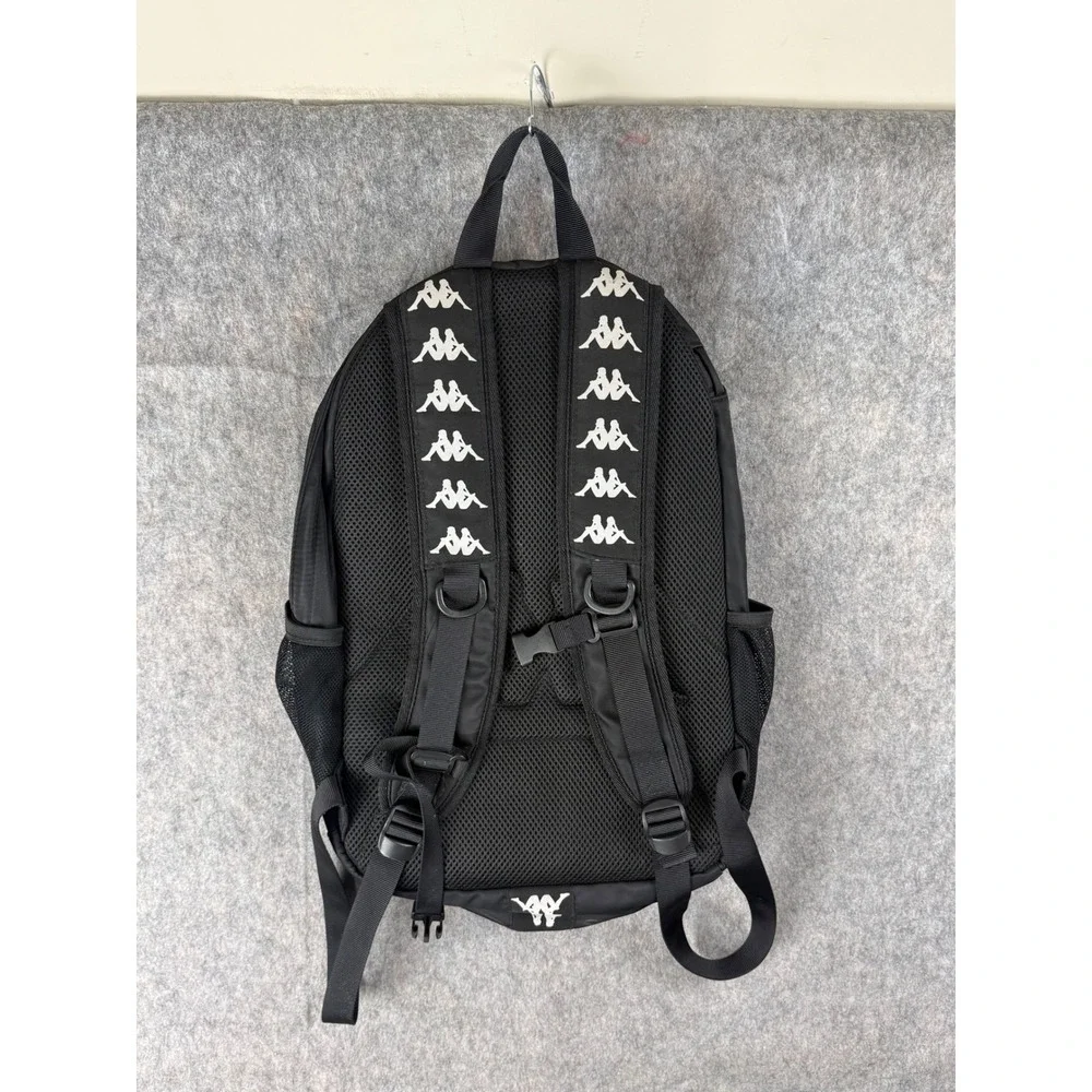 Kappa Backpack Unisex Medium Black Polyester Sport Bungee Logo Y2K Streetwear